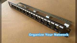 Painel de remendo ANSHI Cat6A STP 24 portas 1U