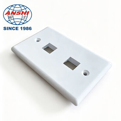 ANSHI 120 Type US Standard Wall Mount Face Plate, 2 Port RJ45 RJ11 Double Port Telecommunications Product