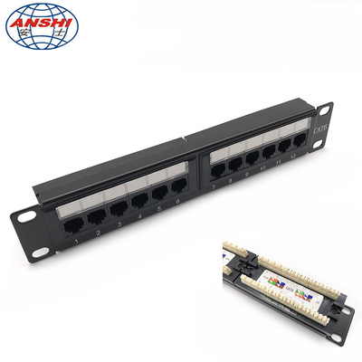 1U 10 polegadas 12 portas CAT5E CAT6 UTP Montagem em rack Patch Panel 110 tipo IDC