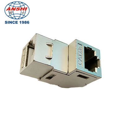 CAT5E CAT6 CAT6A através do acoplamento Keystone Jack Montagem do painel de parede Conector liga de zinco de 90 graus através do painel do módulo