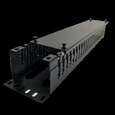 Rack de gestão de cabos metálicos eficiente com design inovador de fecho