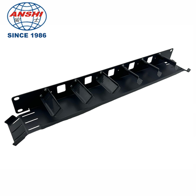 Organizador de cabos horizontal 1U para rack de 19 polegadas, ferro preto