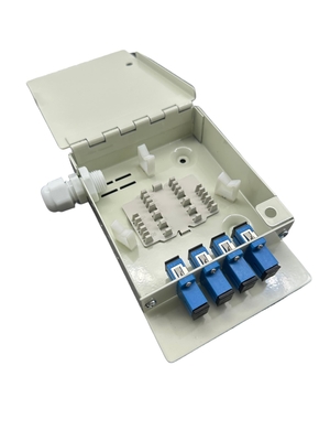 Caixa de Distribuição de Fibra Óptica FTTH Interna de 4 Portas para Montagem em Parede e Mesa com Adaptador SC/UPC