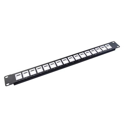 Painel de parche montado em rack 1U 12 portas CAT5E CAT6A UTP descarregado com tomadas RJ45 e pinos IDC de bronze fosfato para configuração de rede