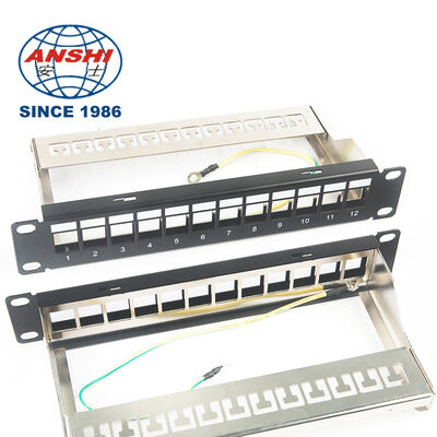 10 Inch 1U 12 Port FTP CAT5E Cat6 CAT6A Blank Unloaded Patch Panel Coupler OEM Telecom Equipment