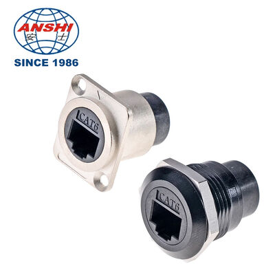 D-Series RJ45 Cat6 Conector feminino, Soquete de extensão de rede Ethernet circular montado no painel