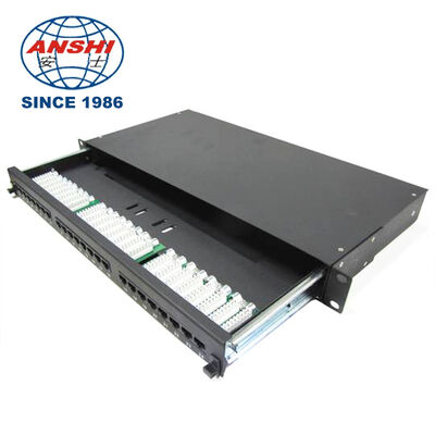 Painel de Conexão UTP RJ45 Cat5e de 24 Portas 1U com Gaveta Removível, Painel de Rede Preto para Montagem em Rack