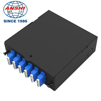 Mini ODF ODB Box 24-Core 4-Port Caixa de Terminação de Fibra Óptica Grau Industrial 35mm Trilho DIN-150 FTTH FTTX Caixa de Cabo Óptico SC